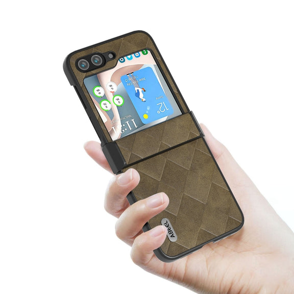 For Samsung Galaxy Z Flip5 ABEEL Weave Plaid PU Phone Case(Green)