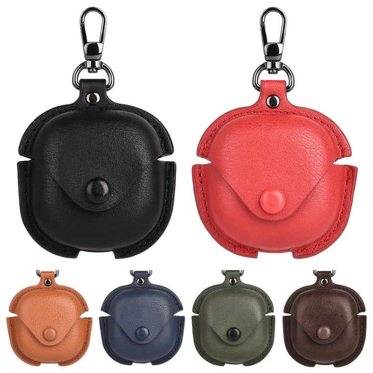 For Samsung Galaxy Buds Live / Pro Leather TWS Earphone Protective Case with Hook(Brown) - Samsung Earphone Case by PMC TechLife | Online Shopping South Africa | PMC TechLife