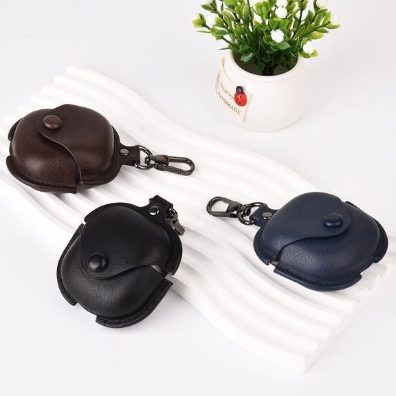For Samsung Galaxy Buds Live / Pro Leather TWS Earphone Protective Case with Hook(Black)
