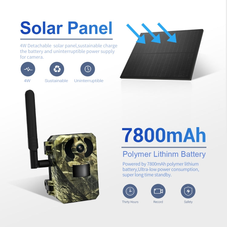 ESCAM QF380 4MP Network Solar PIR Alert Smart Wildlife Hunting Camera, 4G:US Version(Camouflage)