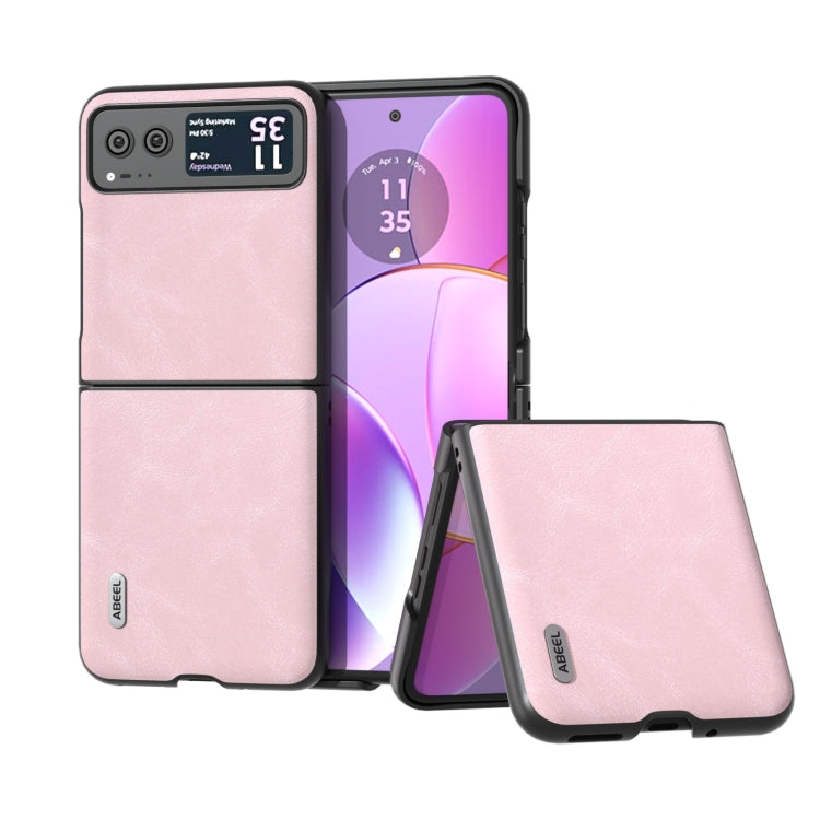 For Motorola Razr 40 ABEEL Cowhide Texture PU Phone Case(Pink) - free shipping - PMC Jewellery - Order now!