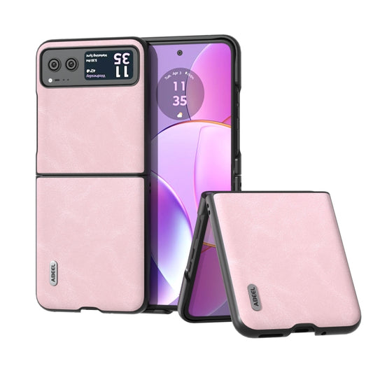 For Motorola Razr 40 ABEEL Cowhide Texture PU Phone Case(Pink) - free shipping - PMC Jewellery - Order now!