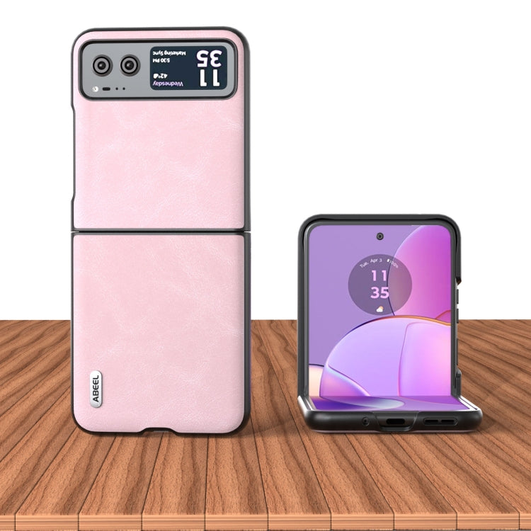For Motorola Razr 40 ABEEL Cowhide Texture PU Phone Case(Pink) - free shipping - PMC Jewellery - Order now!