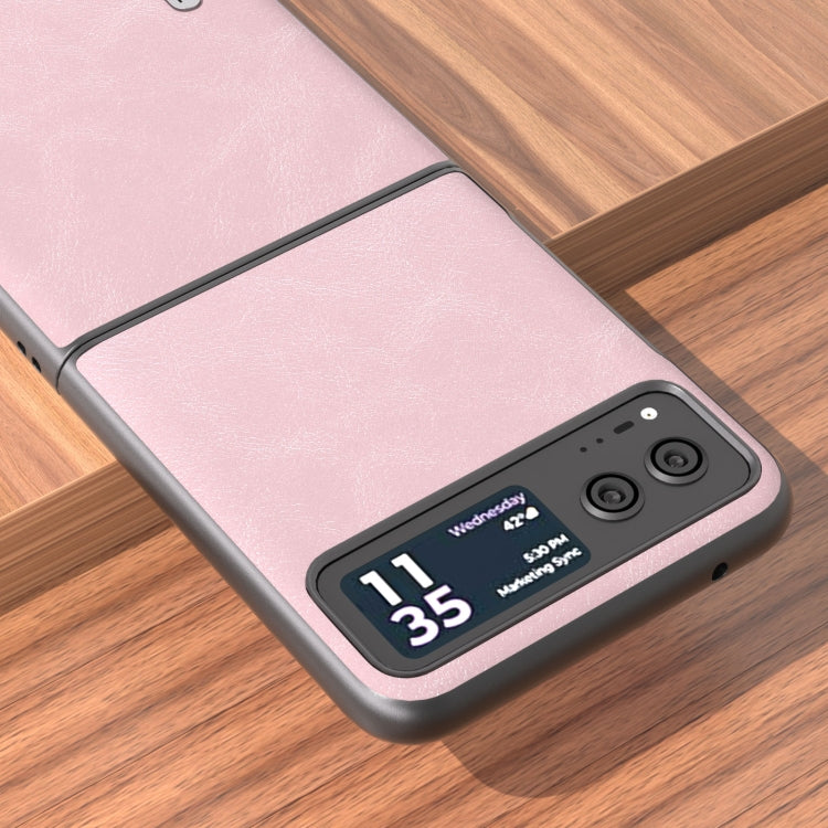 For Motorola Razr 40 ABEEL Cowhide Texture PU Phone Case(Pink) - free shipping - PMC Jewellery - Order now!