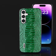 For Samsung Galaxy S23 FE 5G ABEEL Genuine Leather Weilai Series Phone Case(Green)