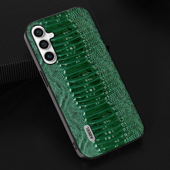 For Samsung Galaxy S23 FE 5G ABEEL Genuine Leather Weilai Series Phone Case(Green)