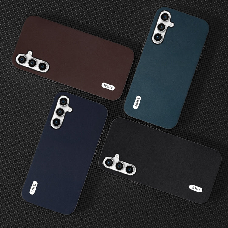 For Samsung Galaxy S23 FE 5G ABEEL Genuine Leather Xiaoya Series Phone Case(Dark Green)