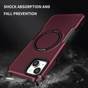 For iPhone 15 Shockproof Armor MagSafe Phone Case(Wine Red)