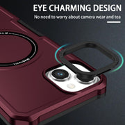 For iPhone 15 Shockproof Armor MagSafe Phone Case(Wine Red)
