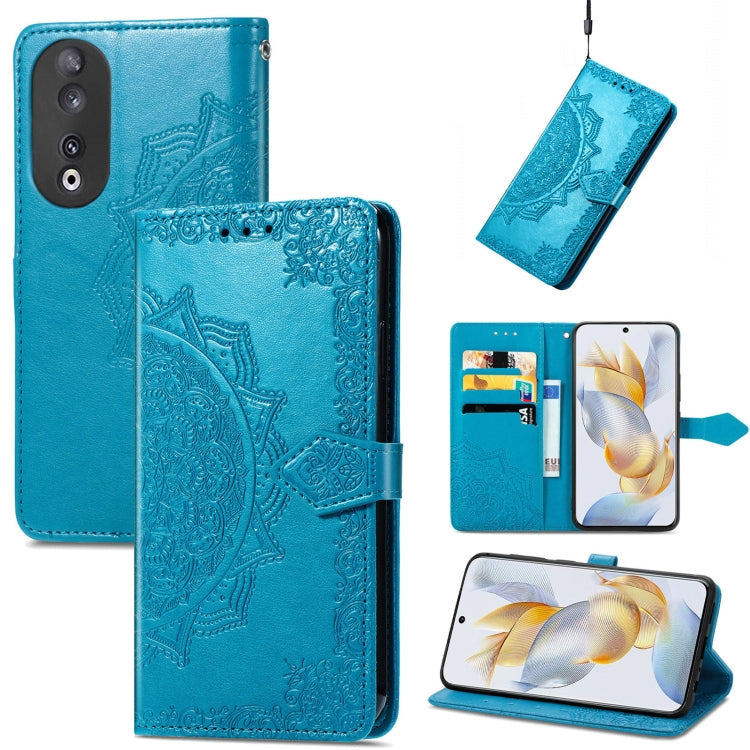 For Honor 90 5G Mandala Flower Embossed Leather Phone Case(Blue) - Honor Cases by PMC TechLife | Online Shopping South Africa | PMC TechLife | Buy Now Pay Later Mobicred