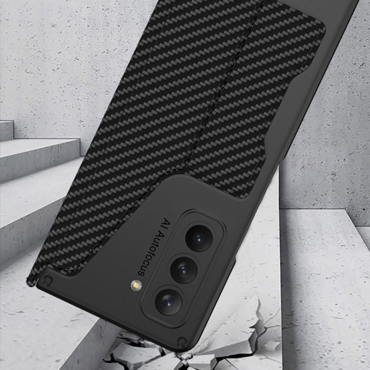 For Samsung Galaxy Z Fold5 5G GKK Screen Tempered Glass Film Armor Flip Leather Case with Pen Slot(Carbon Fiber Texture) - free shipping - PMC TechLife - Order now!