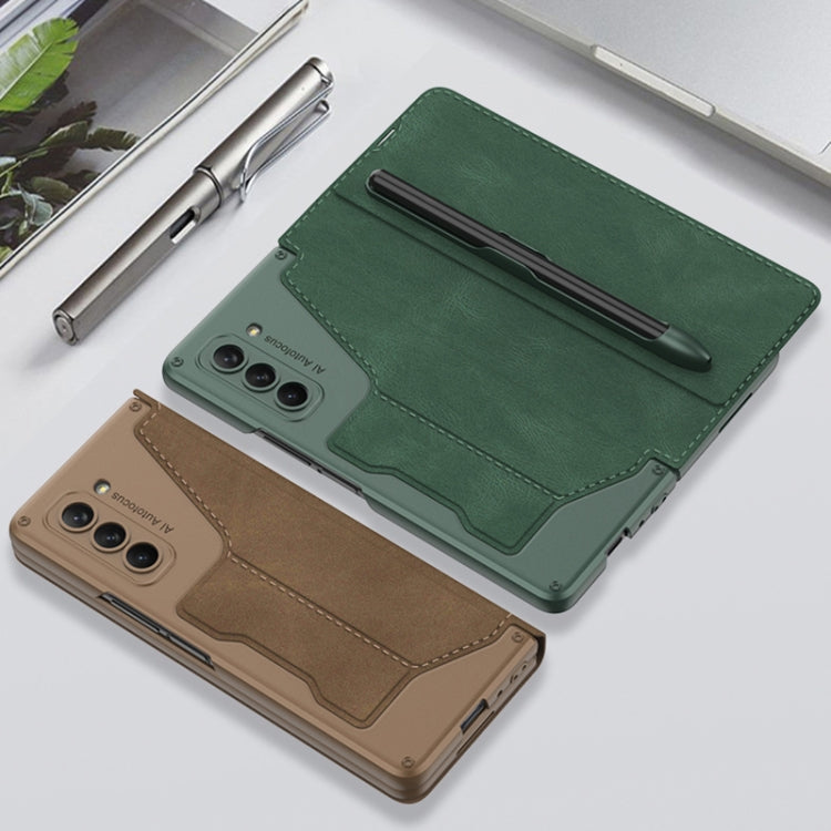 For Samsung Galaxy Z Fold5 5G GKK Screen Tempered Glass Film Armor Flip Leather Case with Pen Slot(Green) - free shipping - PMC TechLife - Order now!