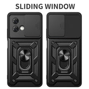 For Motorola Moto G84 Sliding Camera Cover Design TPU+PC Phone Case(Black)