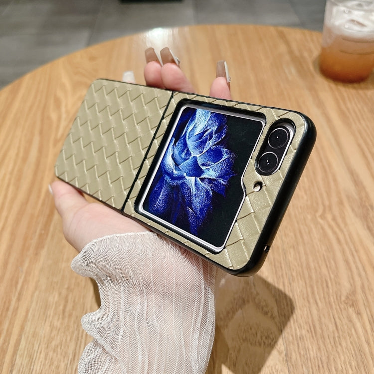 For Samsung Galaxy Z Flip5 5G Woven Texture Folding Phone Case(Gold) - free shipping - PMC TechLife - Order now!