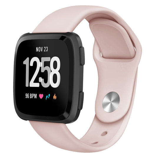 For Fitbit Versa 2 / Fitbit Versa / Fitbit Versa Lite Solid Color Silicone Watch Band, Size:S(Sand Pink) - Watch Bands by PMC Jewellery | Online Shopping South Africa | PMC Jewellery | Buy Now Pay Later Mobicred