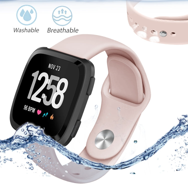 For Fitbit Versa 2 / Fitbit Versa / Fitbit Versa Lite Solid Color Silicone Watch Band, Size:S(Sand Pink) - Watch Bands by PMC Jewellery | Online Shopping South Africa | PMC Jewellery | Buy Now Pay Later Mobicred