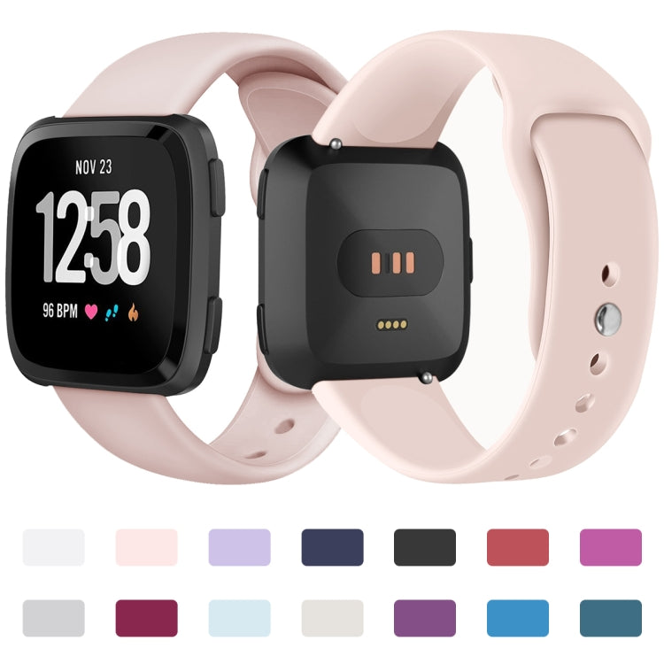 For Fitbit Versa 2 / Fitbit Versa / Fitbit Versa Lite Solid Color Silicone Watch Band, Size:S(Sand Pink) - Watch Bands by PMC Jewellery | Online Shopping South Africa | PMC Jewellery | Buy Now Pay Later Mobicred