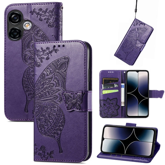 For Ulefone Note 16 Pro Butterfly Love Flower Embossed Leather Phone Case(Dark Purple) - free shipping - PMC Jewellery - Order now!