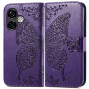 For Ulefone Note 16 Pro Butterfly Love Flower Embossed Leather Phone Case(Dark Purple)