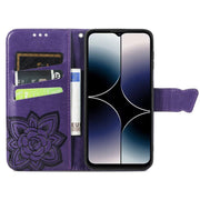 For Ulefone Note 16 Pro Butterfly Love Flower Embossed Leather Phone Case(Dark Purple)