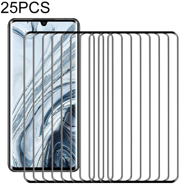 For Xiaomi Mi Note 10 Lite 25 PCS 3D Curved Edge Full Screen Tempered Glass Film(Black) -  by PMC TechLife | Online Shopping South Africa | PMC TechLife