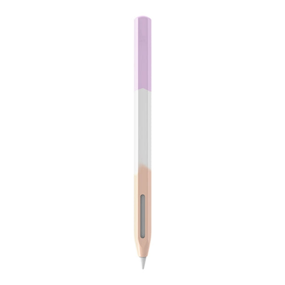 For Apple Pencil 2 LOVE MEI Rainbow Liquid Silicone Protective Pen Case(Purple)