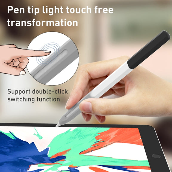 For Apple Pencil 2 LOVE MEI Rainbow Liquid Silicone Protective Pen Case(Blue)