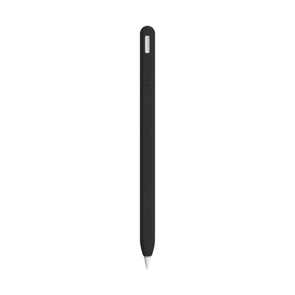 For Apple Pencil 2 LOVE MEI Frosted Leather Texture Silicone Protective Pen Case(Black)