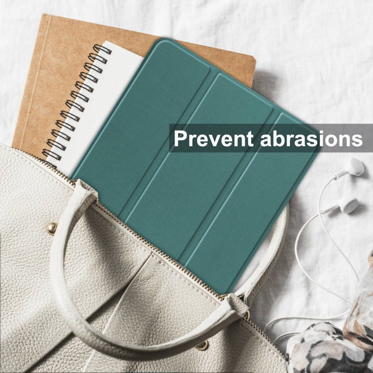 For Samsung Galaxy Tab S10 Ultra / S9 Ultra Custer Pure Color 3-Fold Holder Smart Leather Tablet Case(Dark Green) - free shipping - PMC Jewellery - Order now!