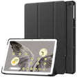 For Google Pixel Tablet Custer Pure Color 3-Fold Holder Smart Leather Tablet Case(Black) - Google by PMC TechLife | Online Shopping South Africa | PMC TechLife | Buy Now Pay Later Mobicred