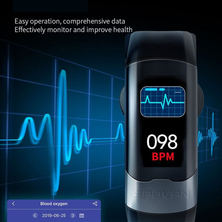 SPOVAN H02 1.14 inch TFT HD Screen Smart Bracelet Supports Blood Oxygen Monitoring/Sleep Monitoring(Black) - free shipping - PMC Jewellery - Order now!