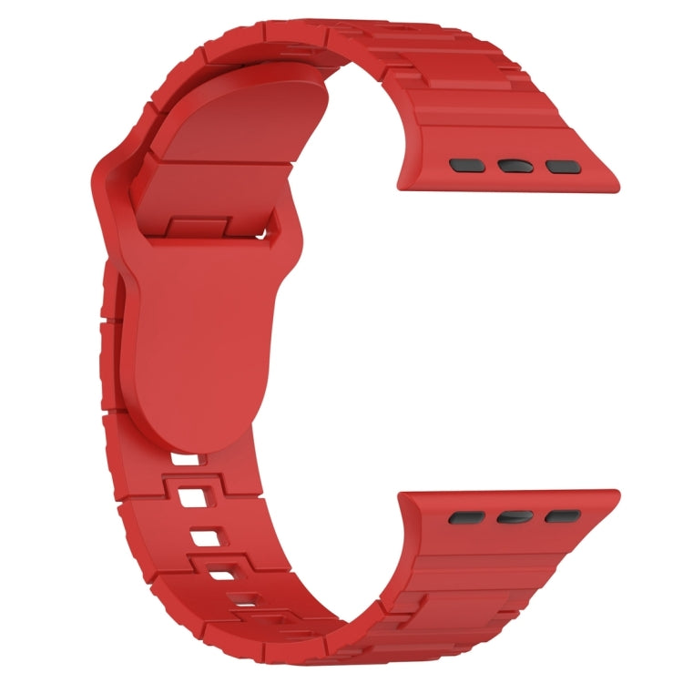 For Apple Watch 9 45mm Square Buckle Armor Style Silicone Watch Band(Red)