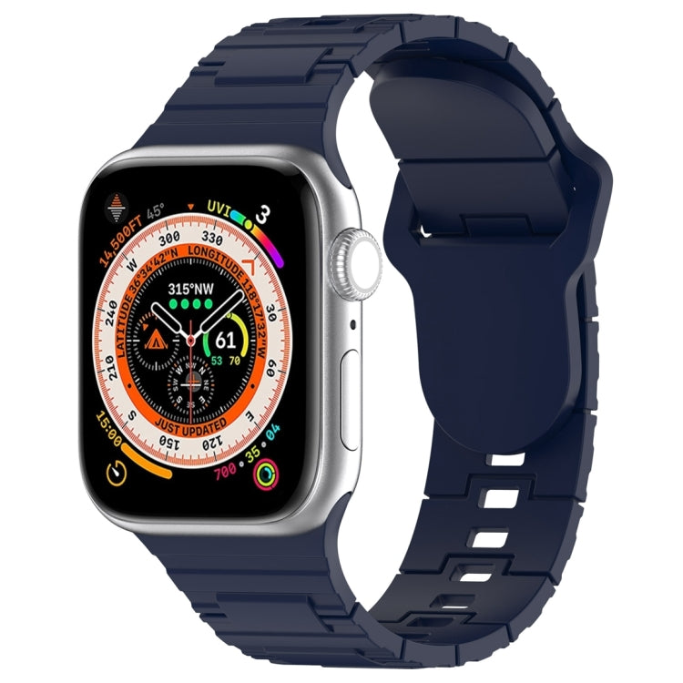 For Apple Watch 9 45mm Square Buckle Armor Style Silicone Watch Band(Midnight Blue) - Watch Bands by PMC TechLife | Online Shopping South Africa | PMC TechLife