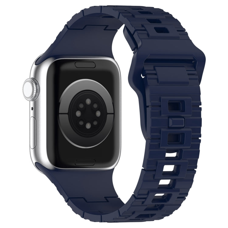 For Apple Watch 9 45mm Square Buckle Armor Style Silicone Watch Band(Midnight Blue) - Watch Bands by PMC TechLife | Online Shopping South Africa | PMC TechLife