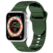 For Apple Watch 9 41mm Square Buckle Armor Style Silicone Watch Band(Plating Green)