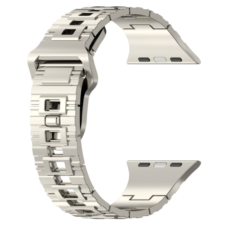 For Apple Watch 9 41mm Square Buckle Armor Style Silicone Watch Band(Plating Silver)