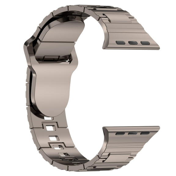 For Apple Watch 9 41mm Square Buckle Armor Style Silicone Watch Band(Plating Titanium Silver)