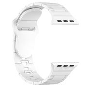 For Apple Watch 9 41mm Square Buckle Armor Style Silicone Watch Band(White)