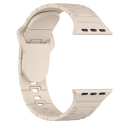 For Apple Watch 9 41mm Square Buckle Armor Style Silicone Watch Band(Ivory White)