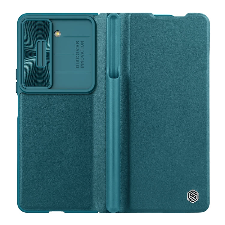For Samsung Galaxy Z Fold5 NILLKIN QIN Series Pro Sliding Camera Cover Design Leather Phone Case(Cyan) - free shipping - PMC TechLife - Order now!