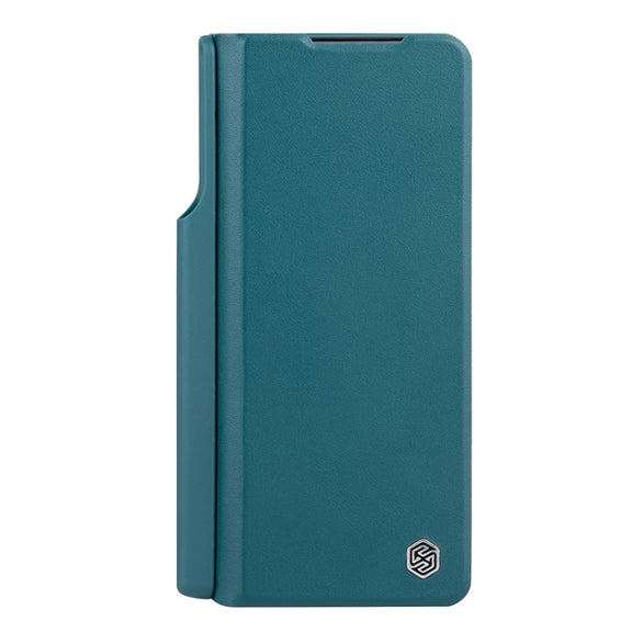 For Samsung Galaxy Z Fold5 NILLKIN QIN Series Pro Sliding Camera Cover Design Leather Phone Case(Cyan)