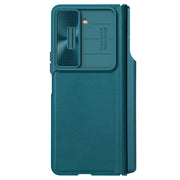 For Samsung Galaxy Z Fold5 NILLKIN QIN Series Pro Sliding Camera Cover Design Leather Phone Case(Cyan)