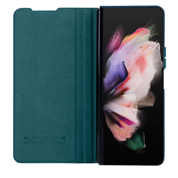 For Samsung Galaxy Z Fold5 NILLKIN QIN Series Pro Sliding Camera Cover Design Leather Phone Case(Cyan) - free shipping - PMC TechLife - Order now!