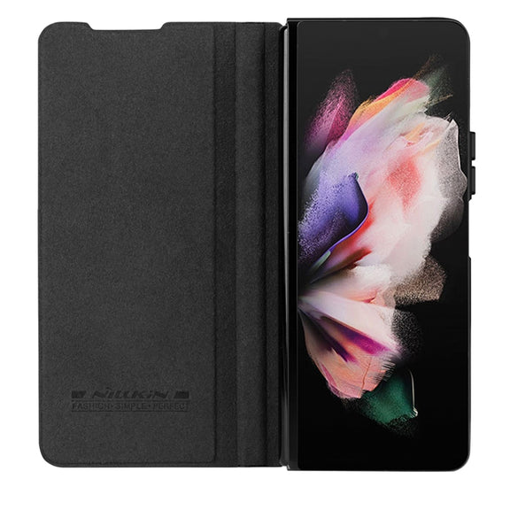 For Samsung Galaxy Z Fold5 NILLKIN QIN Series Pro Sliding Camera Cover Design Leather Phone Case(Black)
