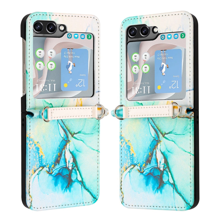 For Samsung Galaxy Z Flip5 PT003 Marble Pattern Flip Leather Phone Case(Green LS003) - free shipping - PMC TechLife - Order now!