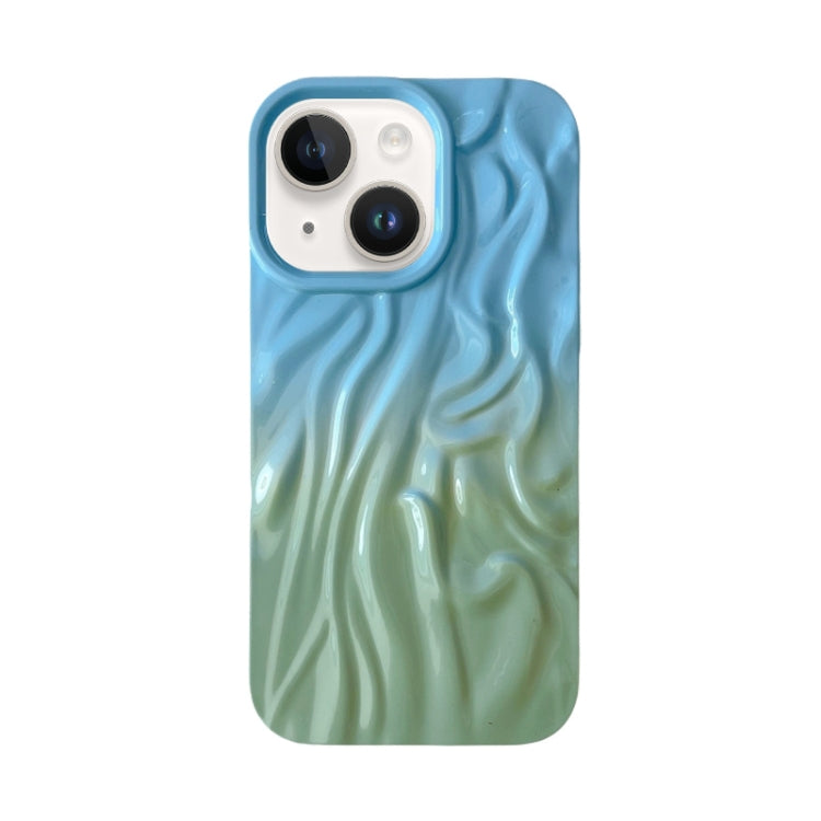 For iPhone 14 Wrinkle Gradient Oily Feel TPU Phone Case(Blue Green) - free shipping - PMC TechLife - Order now!