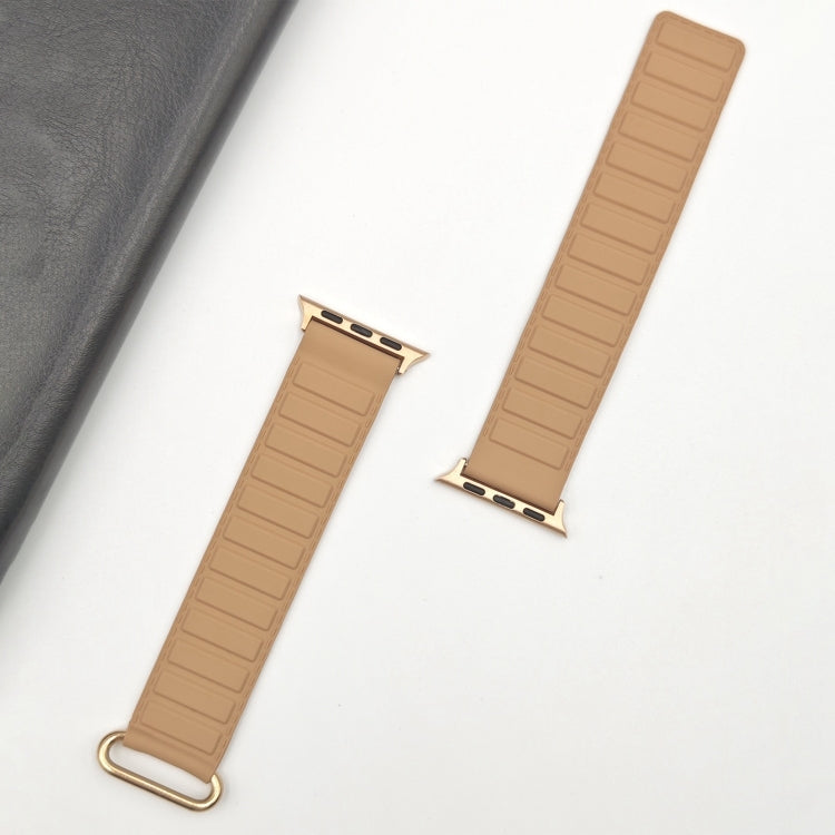 For Apple Watch 9 41mm Reverse Buckle Magnetic Silicone Watch Band(Rose Buckle Milk Apricot) - Watch Bands by PMC TechLife | Online Shopping South Africa | PMC TechLife