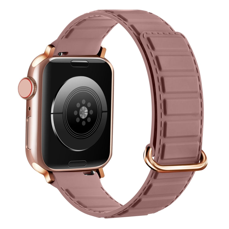 For Apple Watch 9 45mm Reverse Buckle Magnetic Silicone Watch Band(Rose Buckle Rouge) - Watch Bands by PMC TechLife | Online Shopping South Africa | PMC TechLife