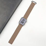 For Apple Watch SE 2023 44mm Reverse Buckle Magnetic Silicone Watch Band(Black Buckle Coffee)