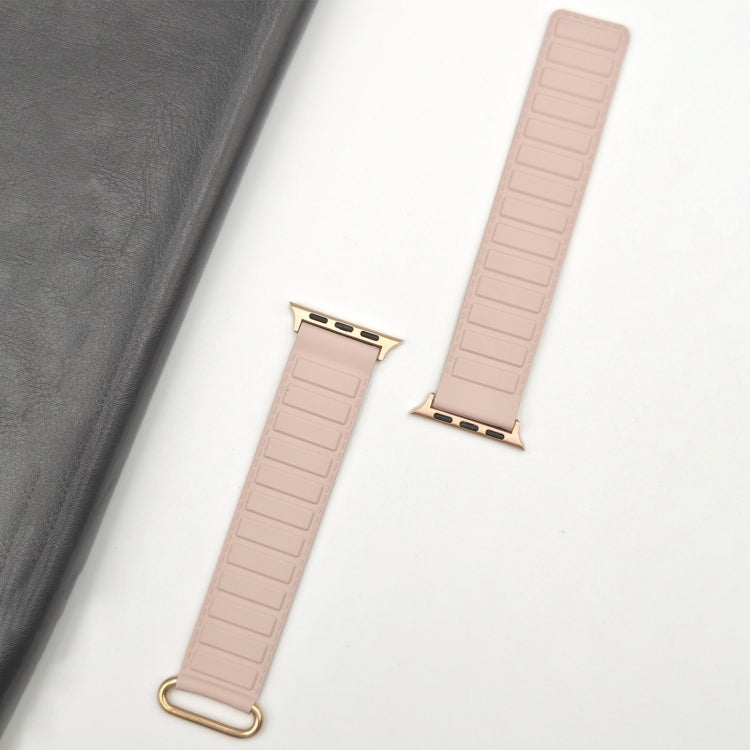 For Apple Watch SE 2023 44mm Reverse Buckle Magnetic Silicone Watch Band(Rose Buckle Pink) - Watch Bands by PMC TechLife | Online Shopping South Africa | PMC TechLife